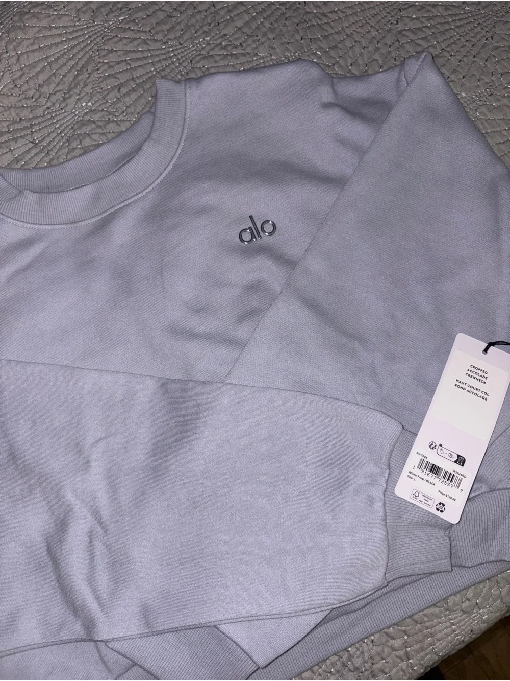 Alo Women’s Cropped Crewneck Sweatshirt - Winter Grey